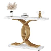 Table console - TECTAKE - Console TRALEE au style industriel en bois et acier 100 x 35 x 80,5 cm