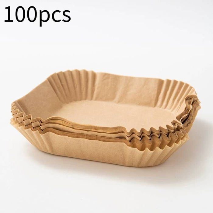 Papier Sulfurisé Pour Air Fryer AiQInu - 100 Feuilles 16x16 Cm - Sans BPA, Antiadhésif, Jetable