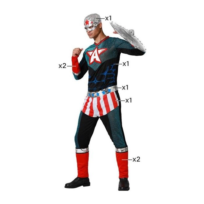 Déguisement Super-Héros homme - ATOSA - Taille S - Bleu Blanc Rouge