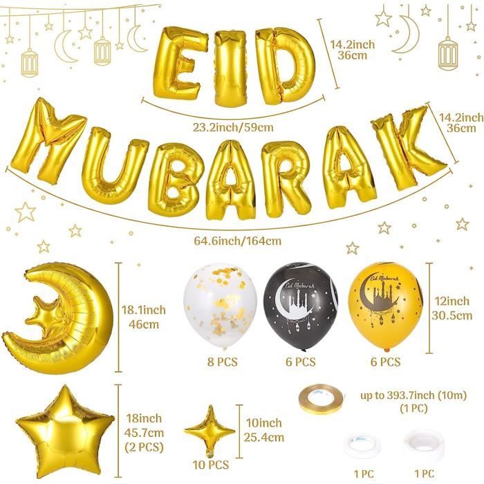 Decoration Ramadan 2023 Ramadan Decoration Ballon Eid Mubarak Decorations  Eid Mubarak Deco Ramadan 2023 Décoration Ramadan 20[q2261] - Cdiscount  Maison