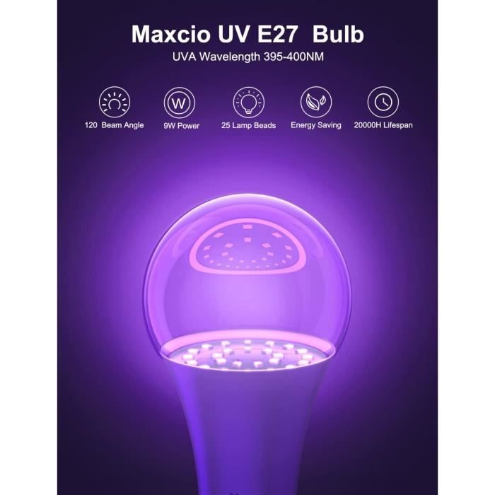 Lot De 6 Ampoules UV Lumière Noire 9W E27 – Parfait Pour Soirées Fluo, Halloween Et Décoration