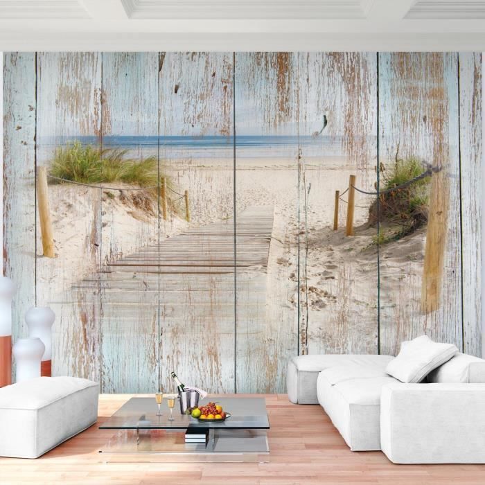 Tapisserie Photo Regard de bois de plage 352 x 250 cm Laine papier peint  Salon Chambre Bureau Couloir décoration Peinture murale - Cdiscount  Bricolage