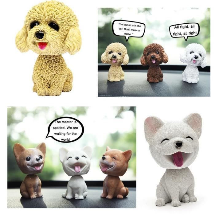 Chien qui hoche la tête avec du beurre secouant la tête, jouet de simulation de voiture en résine, décoration de tableau Prada, ornement de voiture, accessoires de voiture mignons, filles et femmes