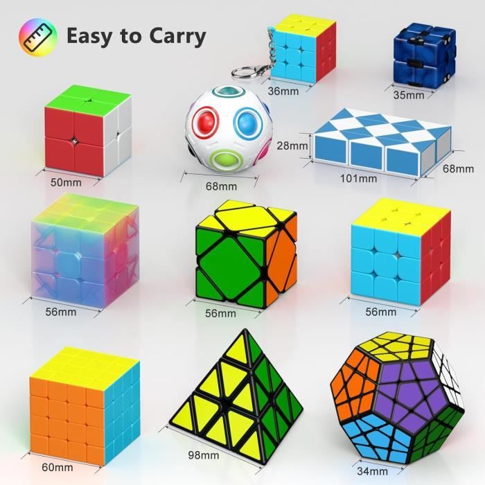 Vdealen Speed Cube Magique 2x2 3x3 Cube De Vitesse, Autocollant Magic Cube Pour Débutants Et