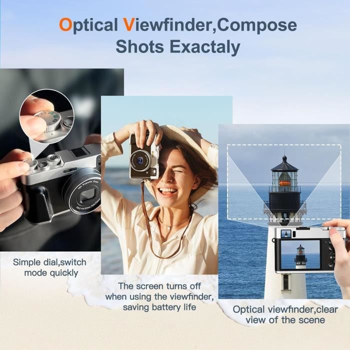 Appareil Photo Numérique 4K 48 MP - Zoom 16x, écran 2,8", Flash, Reconnaissance Faciale - Parfait Pour Ados, Cadeau