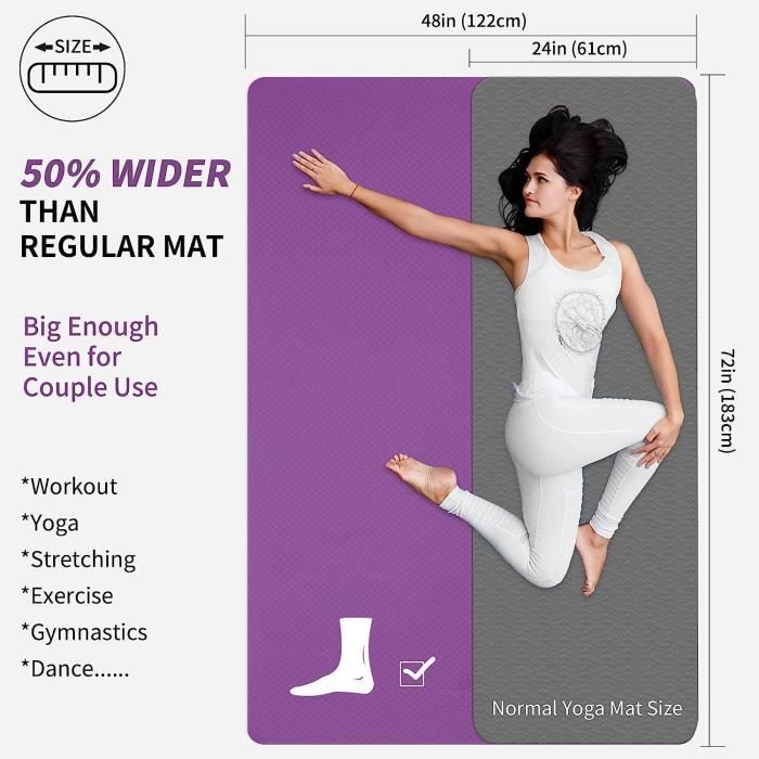 Tapis De Yoga Extra Large 6x4 Pieds – Épais Et Antidérapant – Idéal Exercice
