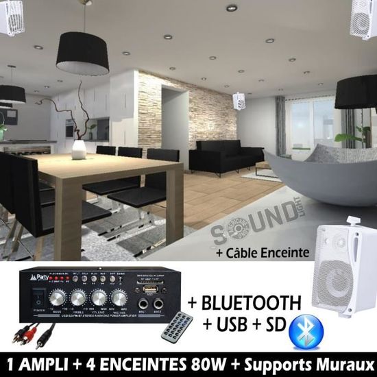 Pack Sono Maison Magasin Hifi 4 Enceintes 1 Ampli Usb Bluetooth Institue De Beaute Salon De Coiffure Cabinet Medical Pa Dj Mix Pack Sono Avis Et Prix Pas Cher Cdiscount