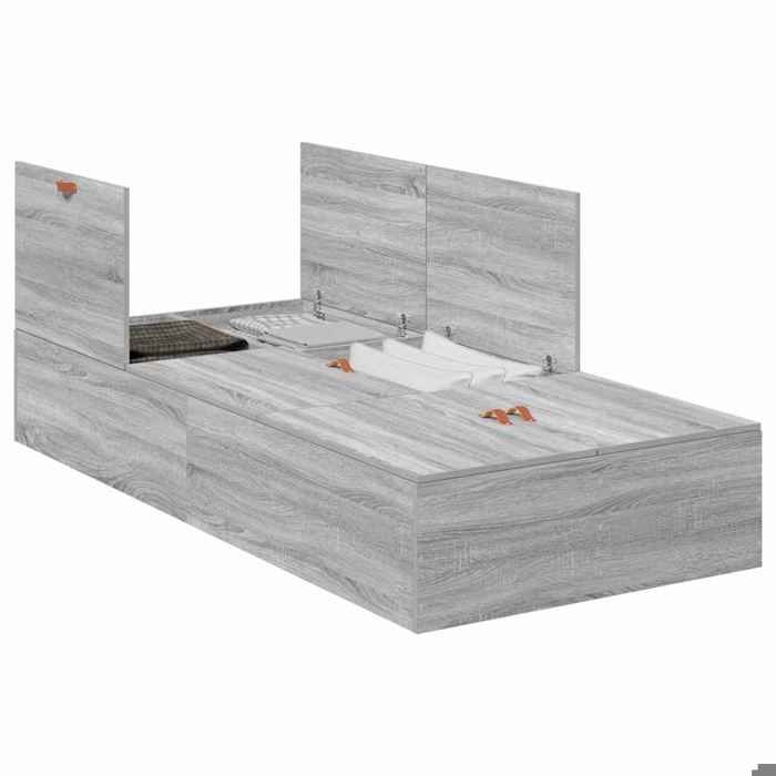 BONNIE®Lit en bois lit simple:80x200 cm Lit de rangement Gris Sonoma
