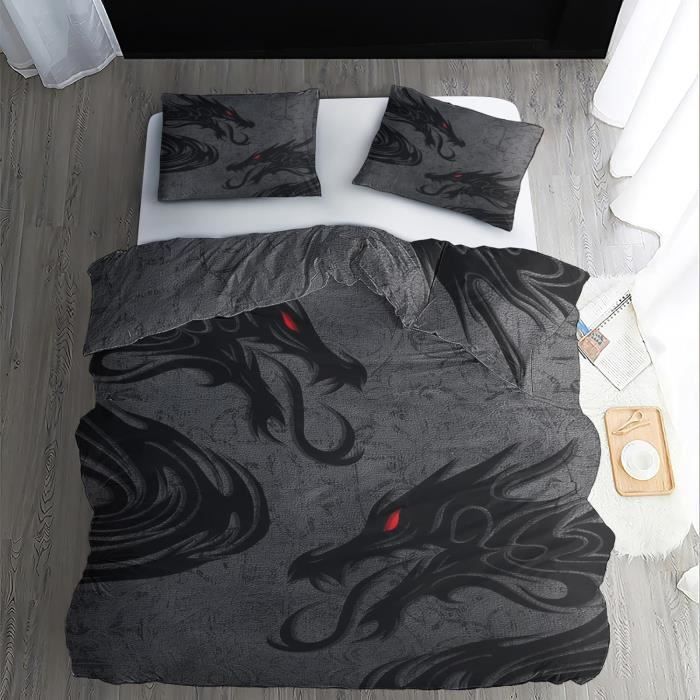 Housse De Couette 140x200cm Motif Marbre - Microfibre Douce - 1 Taie 65x65cm - Fermeture Éclair