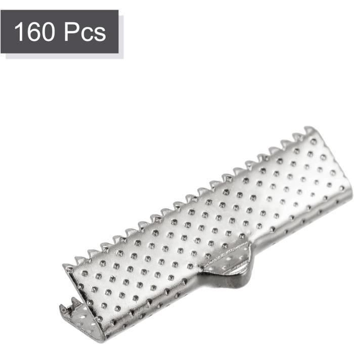 100 Pinces De Sertissage Pour Rubans Et Cordons - Fermoirs Métal Argenté 25mm - DIY Et Artisanat