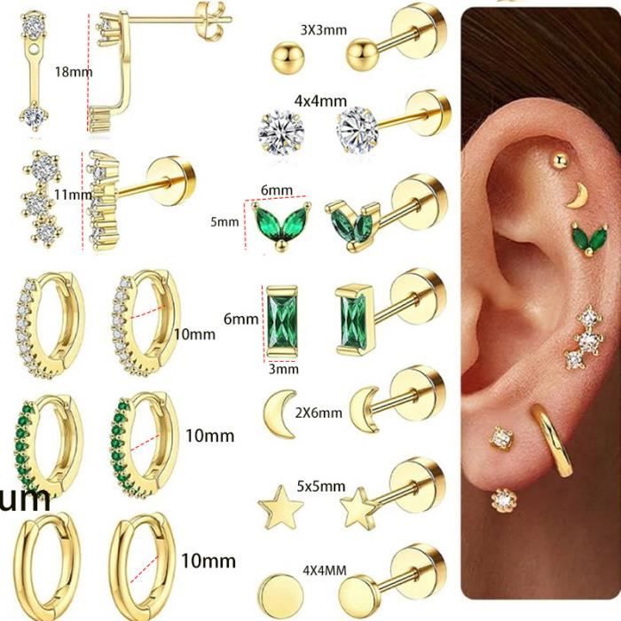 Piercing Pour Nez - Stud Courbé En Acier Chirurgical Avec Zirconium - Neuf Avec étiquettes