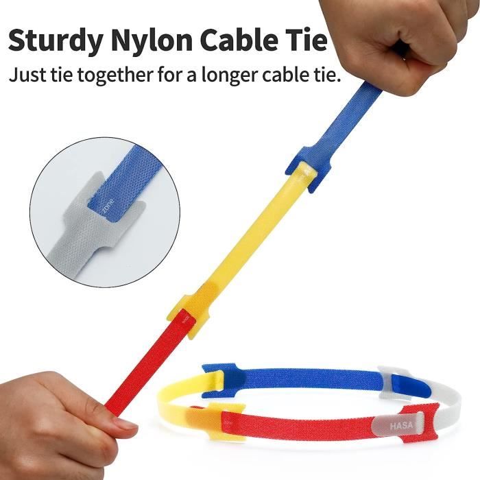 Attaches Câble Silicone Réutilisables Serre Cable, 11,3cm