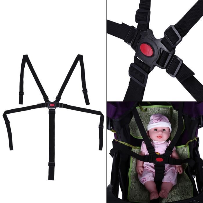 ZEPIQOR Harnais 5 Points Ajustable Pour Poussette & Chaise Haute – Ceinture De Sécurité Bébé 3/5 Points Convertible