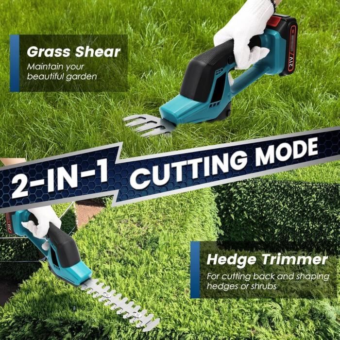 DURATECH Cisaille Sculpte-Haie Electrique, Taille-Herbes Sans Fil 12V