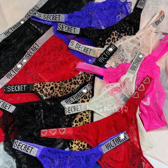 CALECON Lingerie Sexy taille basse en dentelle et strass pour femme sous vetements confortables et sans couture Orange electrique Orange electrique Cdiscount Pret a Porter