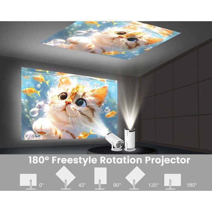 Mini Vidéoprojecteur Full HD 1080P Beautiebeam - WiFi6, Bluetooth 5.0, Rotation 180°, Home Cinéma Portable