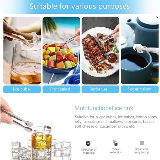 Pince à Glaçons En Acier Inoxydable - 6,3 Cm - Idéal Pour Bar, Barbecue, Cocktails, Sucre - Pratique Et Solide