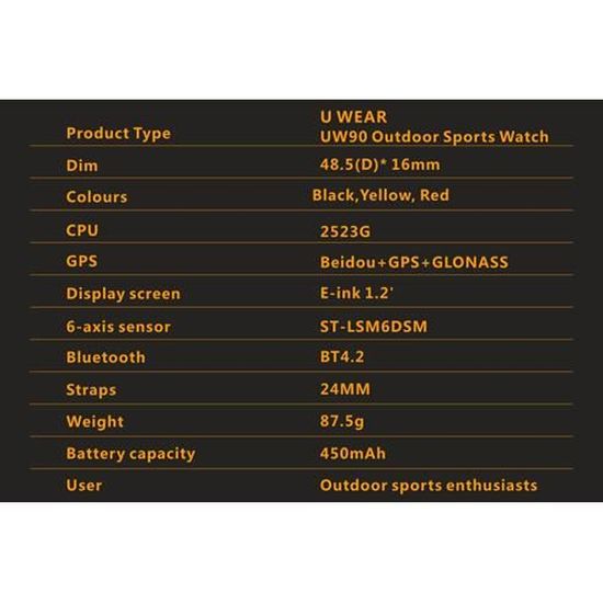 UWEAR UW90 GPS Montre Intelligente Bluetooth Pour Sports De Plein