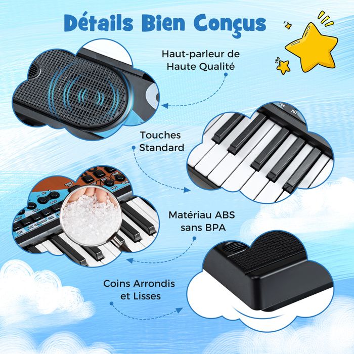 Piano Clavier pour Enfant - Piano Clavier 25 Touches pour Enfants, Instrument Musical Multifonction Éducatif, Jouet Piano Clavier pour Filles et Garçons de 3, 4, 5, 6, 7, 8 Ans