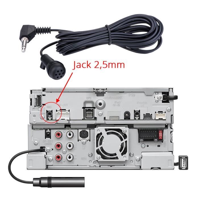 Microphone Jack 2.5mm Pour Autoradio - Compatible Sony Pioneer JVC Alpine Bluetooth - Universel, Noir