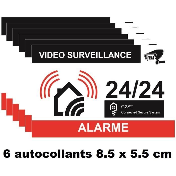 Lot de 12 autocollants Alarme Surveillance Électronique - Pictogramme Alarme