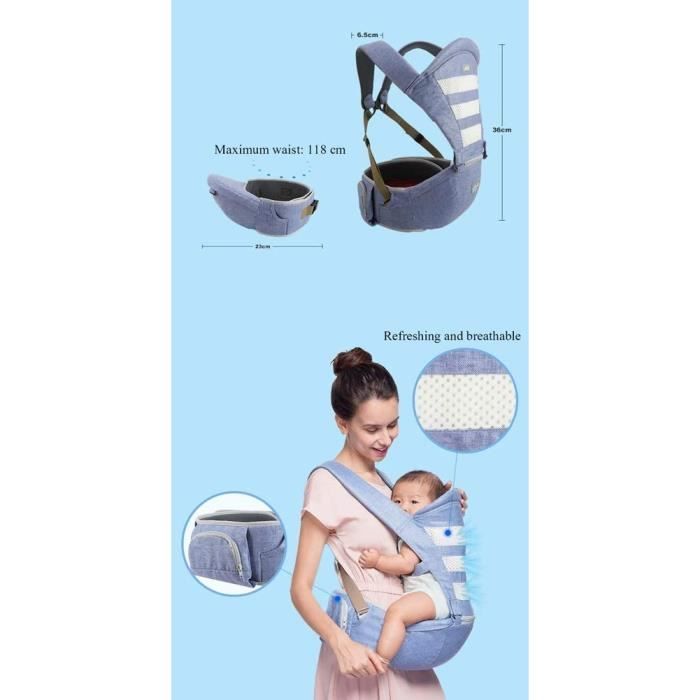 Lehoo Castle Porte-bébé amélioré avec siège de hanche amovible, porte-bébé  avec serviette de salive – Confortable pour  nouveau-né/nourrisson/tout-petit (gris) : : Bébé et Puériculture