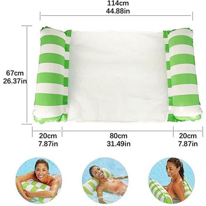 Hamac Gonflable Piscine 4 En 1 - Chaise Longue, Flotteur, Siège Sport, Support 150 Kg - 2