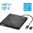 Lecteur CD/DVD Externe, Cocopa USB 3.0 Graveur DVD Externe CD Enregistreur Portable RW/ROM Mince ROM Transmission Rapide Câble USB I-0