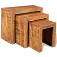 Style Industriel Loft - Table gigogne 3 pcs Bois massif de manguier Tables basse Table d'appoint 17129-0