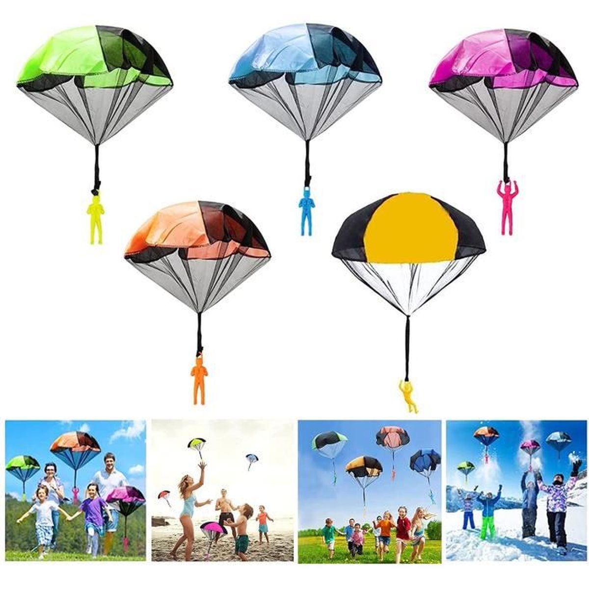 Main jetant mini soldat jouer parachute enfants jeux éducatifs en plein air HQ 