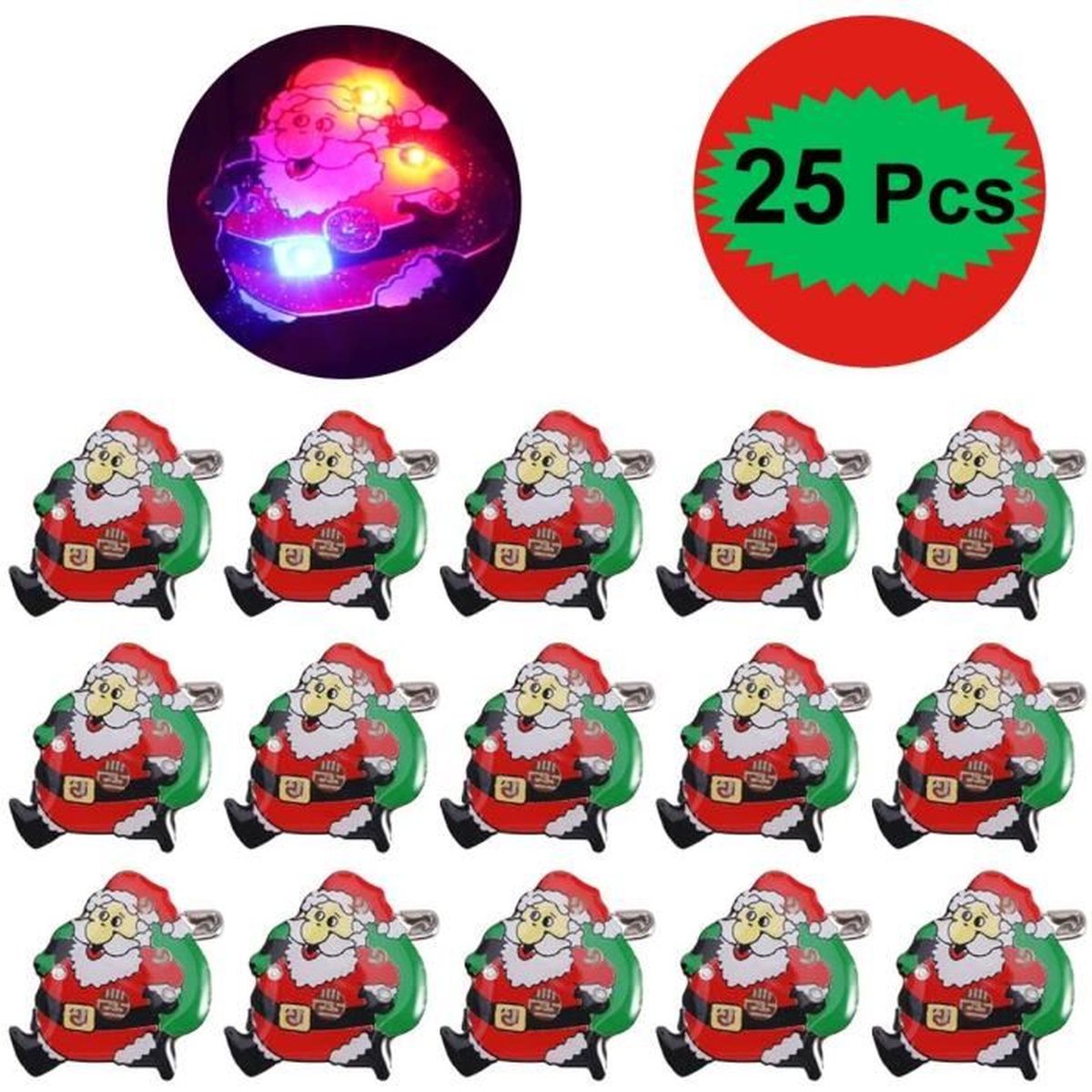 Lot 25 Broches LED Noël Bonhomme De Neige – Broches Clignotantes Lumineuses – Badges Fête Et Cadeaux Party Favors