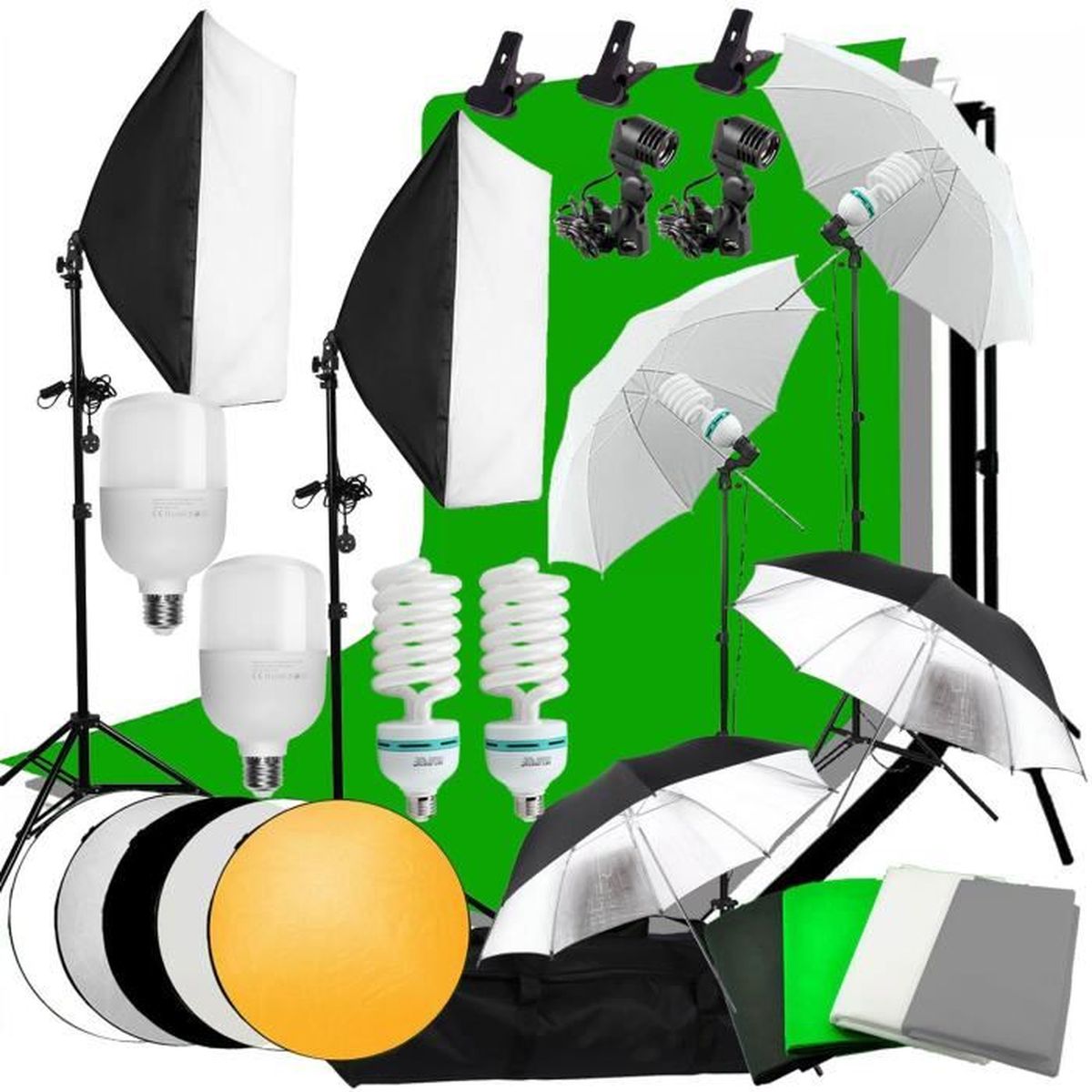 VEVOR Kit Éclairage Softbox 60x60cm Professionnel - 2 Softbox LED 30W 5500K + Trépieds Réglables, Pour Photo/Vidéo - 10
