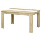 Table de salle à manger HOMCOM pour 6 personnes en bois aspect naturel et blanc, dim. 140L x 90l x 75H cm