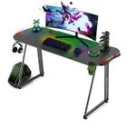 Mc Haus · Gameplay Pro Carbon Green · Table de jeu, bureau ergonomique en acier et carbone avec lampes à DEL