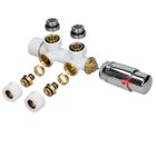 LUXEBATH ECD Germany Raccordement mural Kit de raccordement Thermostat 50 mm Blanc Raccordement central Robinet pour radiateur