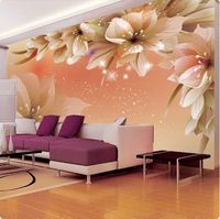 Papier Peint Panoramique 3D Peinture murale florale moderne, papier peint, salon, canapé, fond de télévision