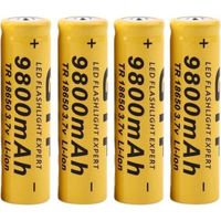 4pcs 3.7 v 18650 9800mah Li-ion batterie rechargeable pour torche de lampe de poche LED