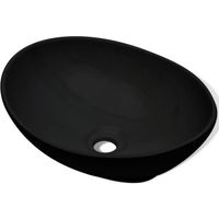 Vasque à poser en céramique ovale noire - Luxueuse - 40 x 33 cm