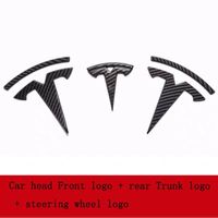 Décoration intérieure,Autocollant de logo de voiture en fibre de carbone ABS, pour Tesla modèle 3 2019 - 2020, pour - D[A32161892]