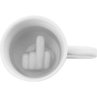 Fuck Mug Tasse 3D Drôle Créatif Doigt Médaillon Surprise au Fond de Tasse En Céramique Poignée 9x8.8cm blanc
