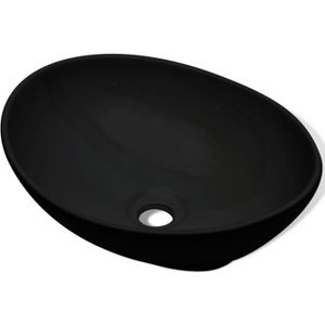 LAVABO - VASQUE Vasque à poser en céramique ovale noire - Luxueuse