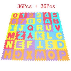 TAPIS ÉVEIL - AIRE BÉBÉ Puzzle tapis mousse bébé (72 pièces) alphabet et chiffres 72 dalles 32x32 cm enfant bas âge