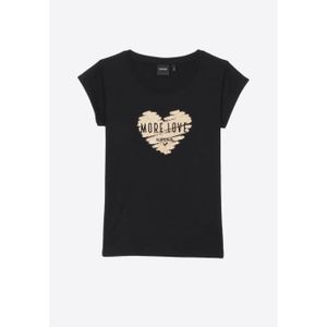 T-SHIRT KAPORAL - T-shirt noir fille 100% coton KOVA 