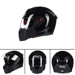 CASQUE MOTO SCOOTER Casque De Moto Intégral Double Visière Casque De Scooter Pour Adulte Homme Femme Motif Noir Brillant