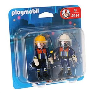 UNIVERS MINIATURE PLAYMOBIL - DuoPack Pompiers - 2 personnages - Acc