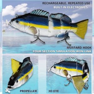 LT leurre de pêche robotique Wobbler électrique pour brochet électronique  multi-articulé appât 4 segments Auto
