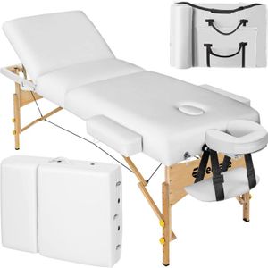 TABLE DE MASSAGE - TABLE DE SOIN TECTAKE Table de massage Portable Pliante à 3 zones  Sac de transport compris 218 x 102 x 65 - 90 cm - Blanc