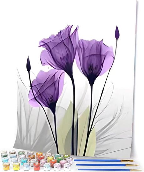 Kit Peinture Par Numéros Fleur Toile Pré-imprimée Gutluz Peinture Par Numéros Pour Adultes - Paint By Numbers Peinture Numero Adulte Paysage - 1