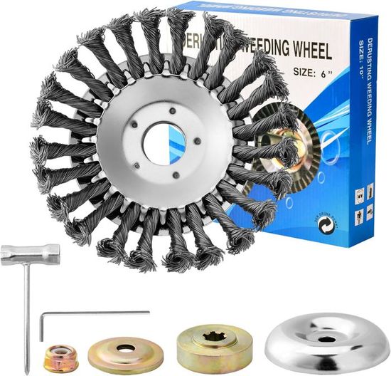 Tete Pour Debroussailleuse Tête Brosse Désherbage Pour Débroussailleuse, 200X25,4Mm Brosse À Désherber Ronde Avec Roue En Tête Universelle Trou 25mm