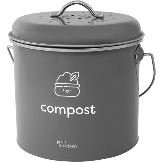 Poubelle Compost Cuisine 3.5L Joeji's Kitchen - Seau Compost Métal Sans Odeur Avec Filtres à Charbon, Design Élégant Et Écologique